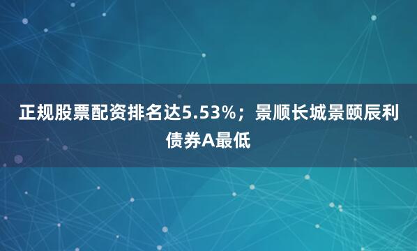 正规股票配资排名达5.53%；景顺长城景颐辰利债券A最低